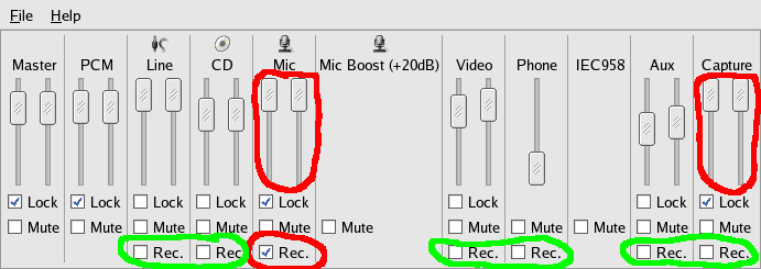 How to configure the Mixer/VolumeControl for recording